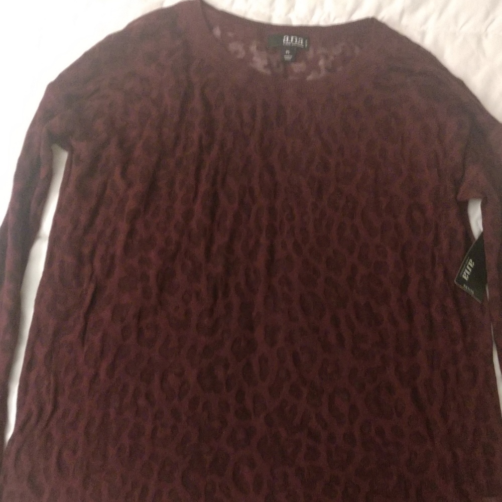 NWT Womens PL maroon sheer cheetah print